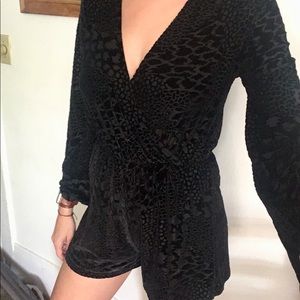 Black velvet romper